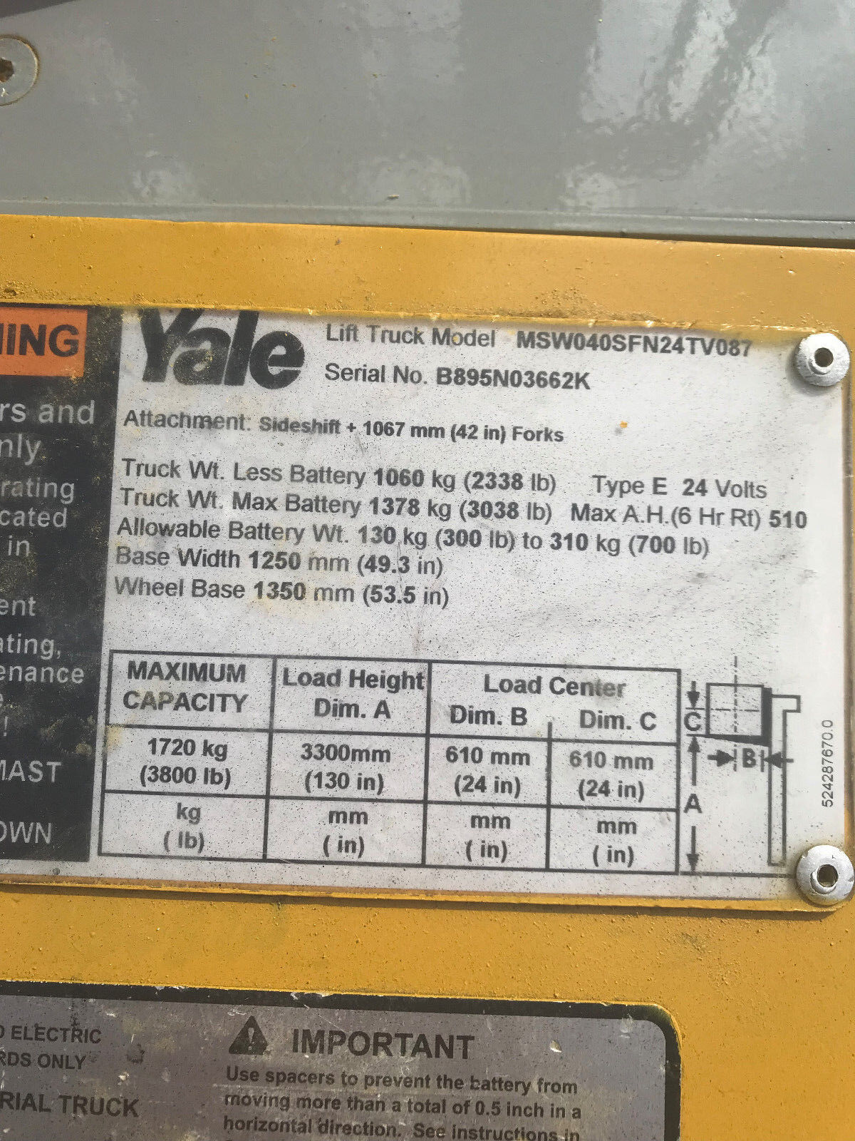 2013 Yale Walkie Stacker | 1384 hrs - 3800lb capacity