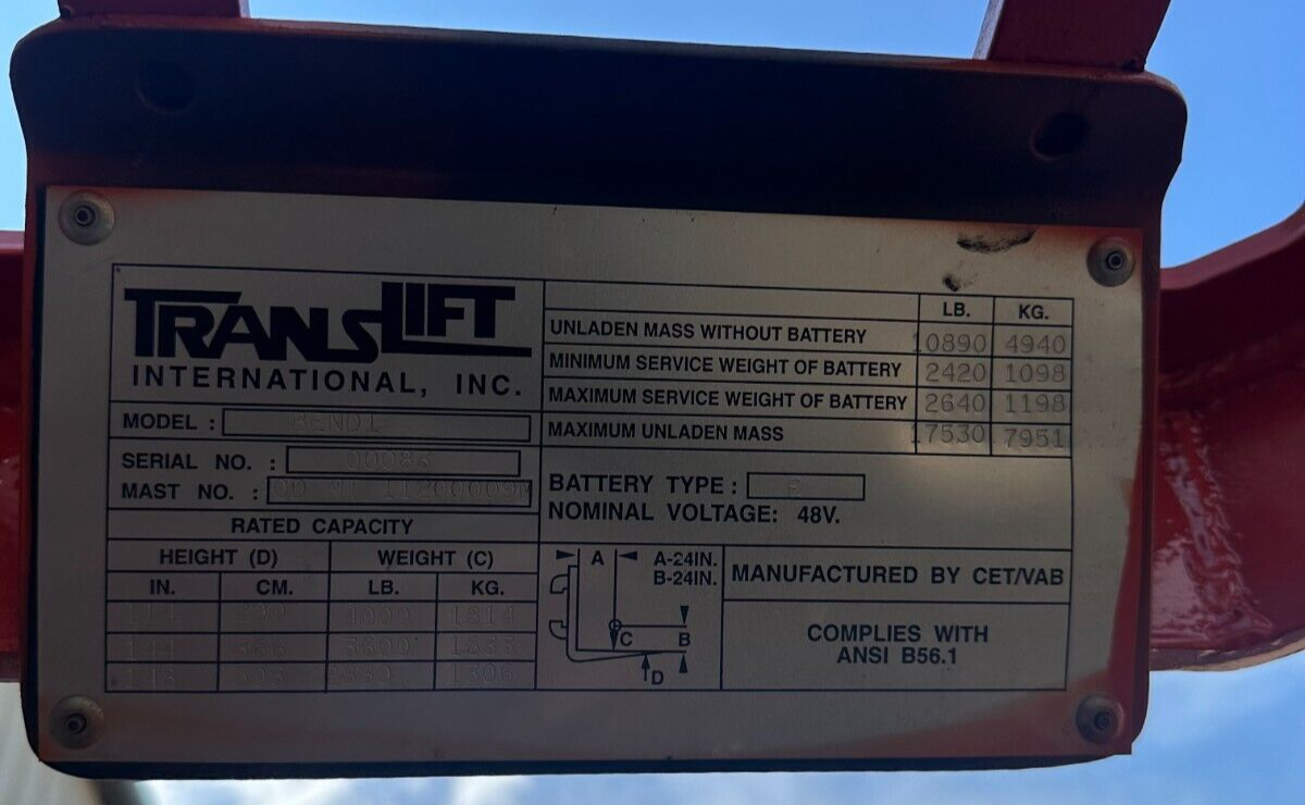 Bendi Electric Forklift | 4000lb capacity