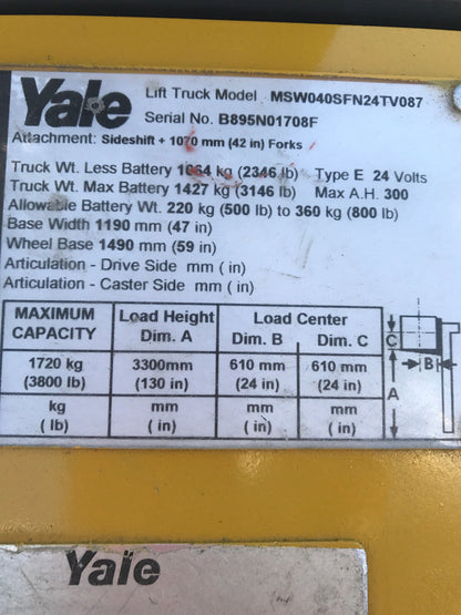 2008 Yale Walkie Stacker | 1081 hrs - 3800lb capacity