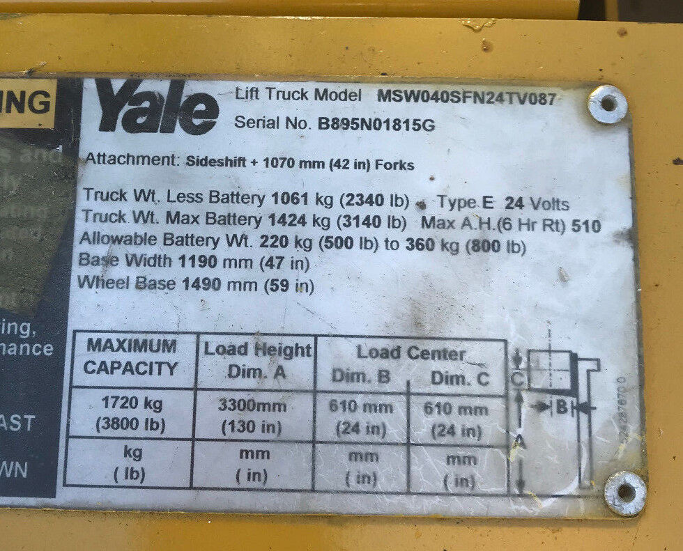 2009 Yale Walkie Stacker | 3698 hrs - 3800lb capacity